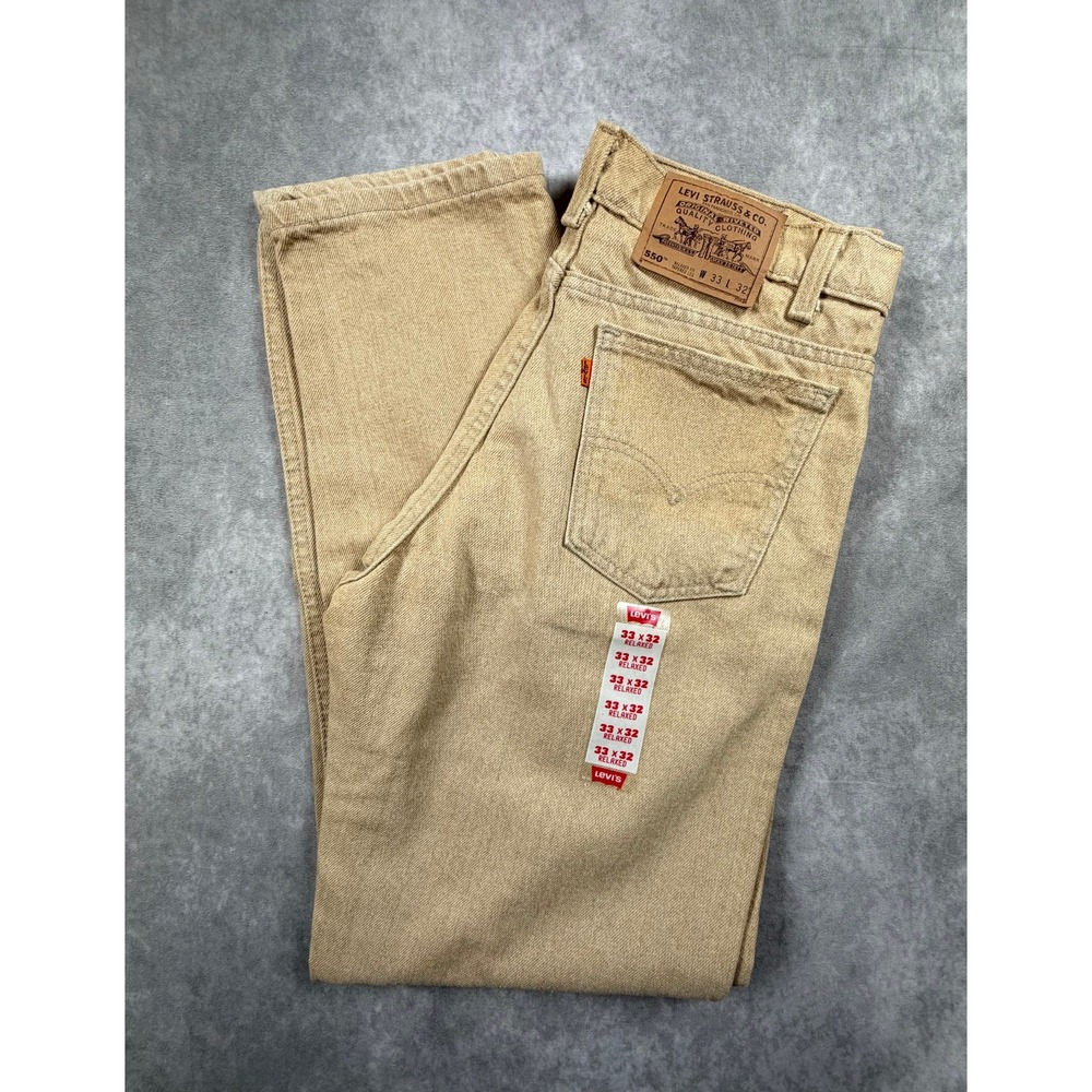 Levis Vintage Mens 33x32 550 Jeans Tan Orange Tab Made in USA 1996 NWT